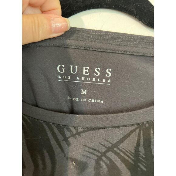 Guess Sz M Black Tee Shirt with Crystal Embellishments Cap Sleeve - Picture 3 of 7